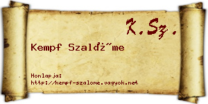 Kempf Szalóme névjegykártya